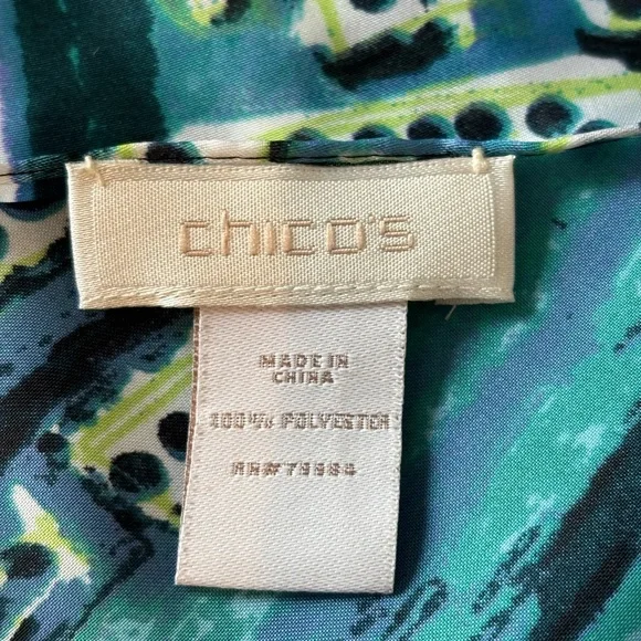 CHICO’S Blue and Black Patterned Scarf - Picture 5 of 8